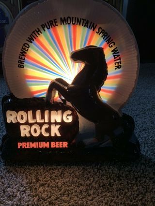 Nos Rare Vintage Rolling Rock Beer Sign W/rainbow