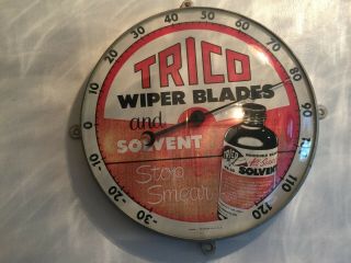 Vintage Trico Wiper Blades & Solvent Advertising Thermometer Sign Gas Station