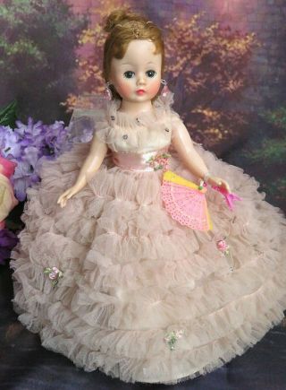 Vintage 1950 Madame Alexander Cissette Doll Tagged Dress Pink Ruffles Chemise