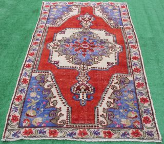 Turkish Rug 53  X91  Vintage Muted Color Wool Rug Fashion Carpet 137x233cm 4x7