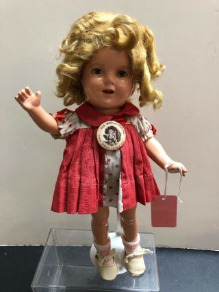 13” Antique Ideal Compo Shirley Temple Doll Nra Tagged Captain January Pin S