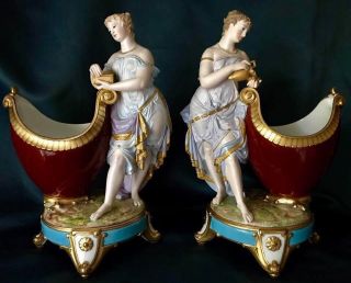 Antique French Limoges Gibus&redon Porcelain/bisque Figural Bowls Museum