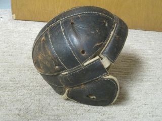 Antique Dog Ear Vintage All Leather 1920s Circa Football Helmet Old