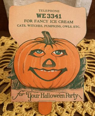 Rare Vintage Halloween Mechanical Diecut Advertising Card,  Ca 1930s,  Ca Dairies