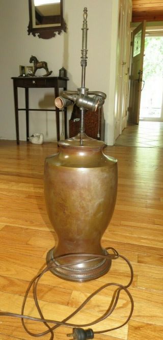 Vintage Arts and Craft Mission Style Copper or Bronze Urn Shape 3 arm table lamp 2