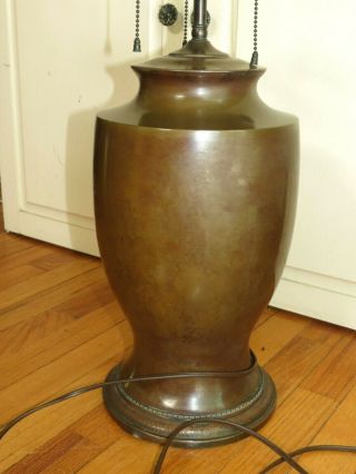 Vintage Arts and Craft Mission Style Copper or Bronze Urn Shape 3 arm table lamp 3