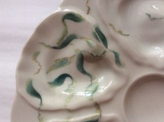 Oyster Plate Hand Painted French Porcelain Oyster Plate w Seaweed 2