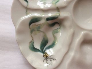 Oyster Plate Hand Painted French Porcelain Oyster Plate w Seaweed 3