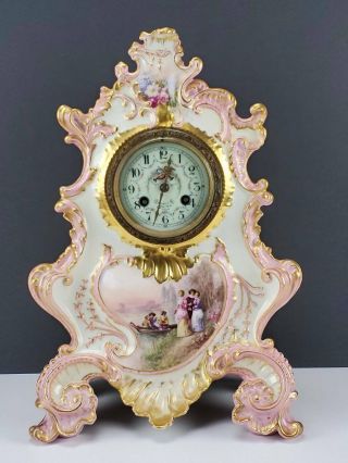 Antique Limoges France Porcelain Mantel Clock For Tiffany & Co.  York