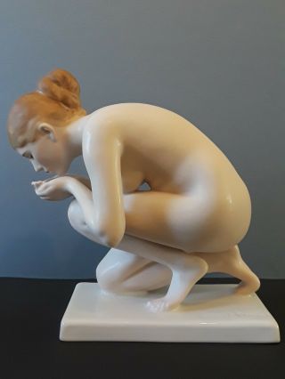 Ernst Wenck Rosenthal Art Deco Figure Nude Woman Drinking " The Drinker " 7013