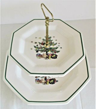 Nikko Christmastime 2 Tier Christmas Serving Tray Appetizers Cookies