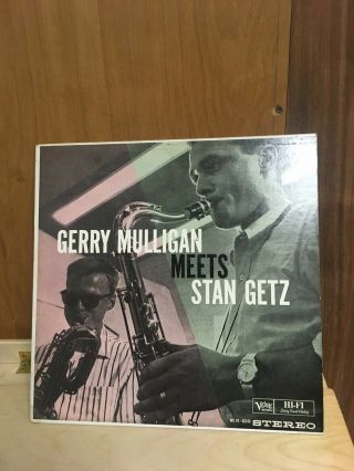 Gerry Mulligan Meets Stan Getz.  Rare Orig 1st.  Press.  Verve Bow Tie Logo.  Stereo.  Ex