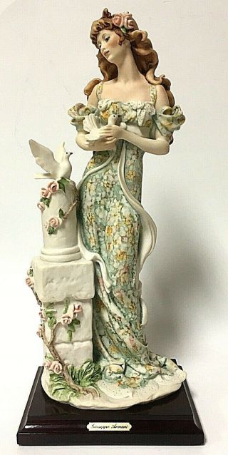 Vintage Giuseppe Armani Lady With Doves Florence 13 " Statuette 950c