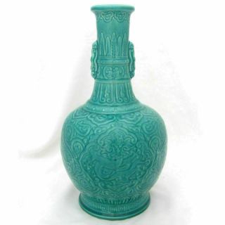 Paul Milet Sevres French Porcelain Vase Turquoise Celadon Chinese Dragons