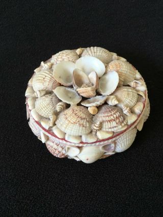 Vintage Sea Shell Encrusted Jewelry Box Handcrafted Art Deco By Cni