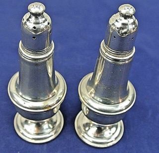 Vintage Empire Pewter Weighted Salt And Pepper Shakers,  Glass Inserts