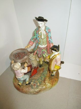 Antique 18c Meissen Porcelain Figurine Figural Group - Roasting Chestnuts