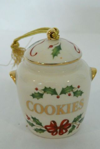 Lenox Holly Berries & Ribbon Cookies Jar Christmas Ornament