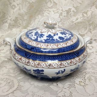 Vintage,  Booths Real Old Willow A8025 England,  2 - Pc Blue Willow Covered Tureen - B