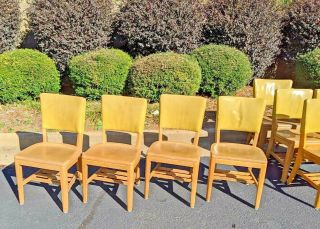 Vintage Library / Desk Chairs By B L Marble Solid Maple Set Of 4