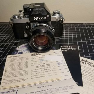 Nikon F2 Photomic W Dp - 1 Vintage Film Camera W/ Nikkor 50mm F1.  4 Lens,  Paperwork