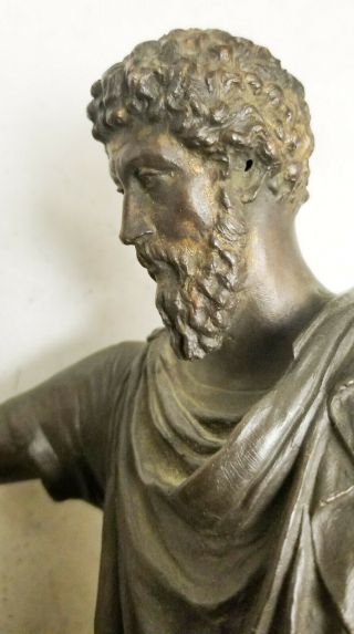 Lg Antique Grand Tour Marcus Aurelius Statue Roman Bronze Horse Marble Sculpture 2