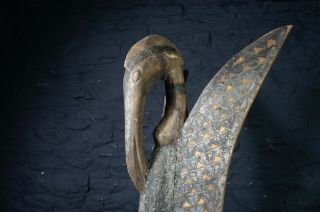 Vintage African Art Large Carved Wooden Mythical Bird Statue From Sierra Leone