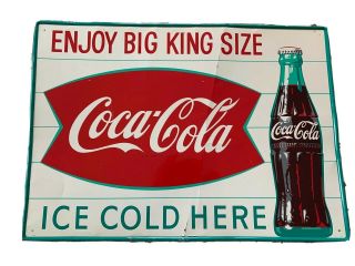1950s Coca Cola " Enjoy Big King Size " Vintage Metal Sign