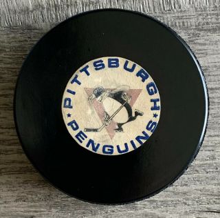 Vintage Rare 1967 - 68 Nhl Pittsburgh Penguins Art Ross Converse Game Puck Scarce