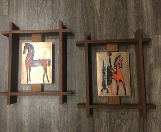 Vintage Judith Daner Style Mid Century Enameled Copper Abstract Horse Wall Art
