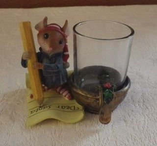 Yankee Candle Co.  Vh Mouse Dear Santa Christmas Candle Holder 3 " Tall