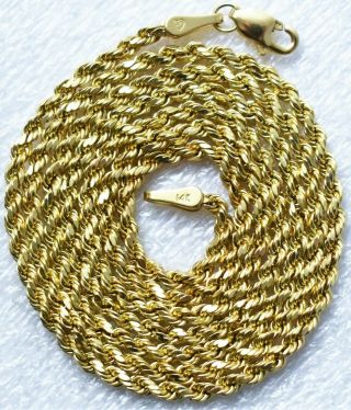 Vtg Oroamerica 14k Gold 22 " Long Rope 2mm Necklace Chain 4.  2grams Wear Or Scrap