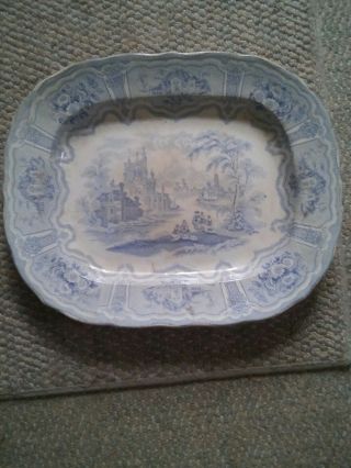 000 Antique Staffordshire? Light Blue Transferware Platter Plate Syria Marked
