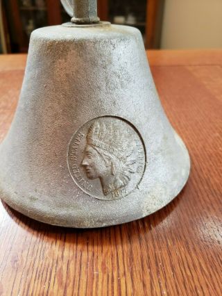 Atq Primative Bell United States of America 1877 Indian Head Captain Ship Cow 2