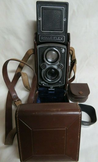 Vintage Rolleiflex Compur - Rapid Franke & Heidecke Drp Drgm Camera With Lens Hood