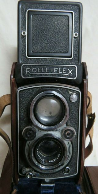 Vintage Rolleiflex Compur - Rapid Franke & Heidecke DRP DRGM Camera With Lens Hood 2