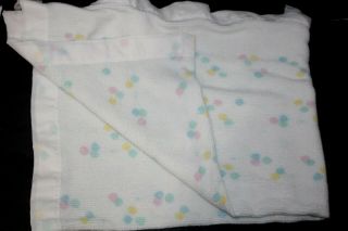 Baby Morgan Balloon Blankets Thermal Waffle Weave Satin Trim Pastel White Vtg