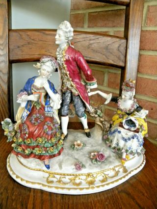 19thc Porcelain Royal Vienna Dresden Figural Courtship Group - Signed