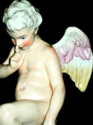 Antique French Paris Jacob Petit Nude Angel Cherub Cupid Lg Porcelain Figurine