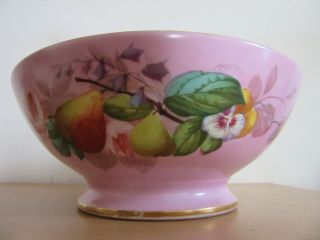 Antique French Porcelain Large Centerpiece Bowl Hand Painted Pink Flowers,  Fruit