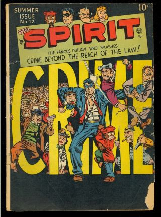 The Spirit 12 (missing Cf) Will Eisner Cover Art Quality Comic 1948 Gd,