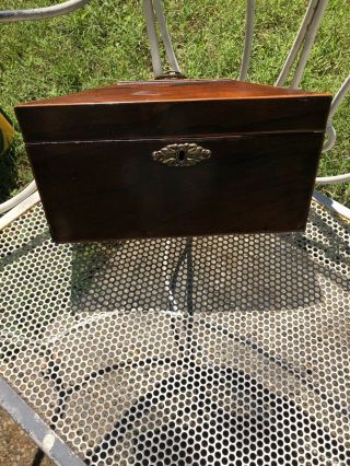 Antique 19th C Sarcophagus Tea Caddy Box Hardware And Knobs English