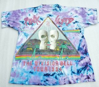 Vintage 1994 Pink Floyd The Division Bell Tie Dyed Tour Shirt Size Xl.