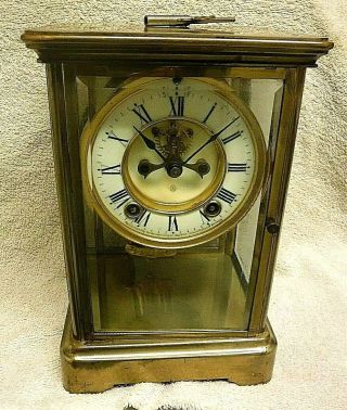 Antique Ansonia Crystal Regulator Clock Open Escapement Fancy Pendulum
