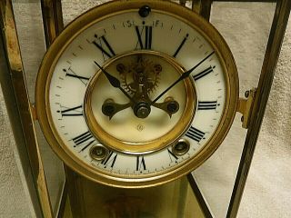 antique ansonia crystal regulator clock open escapement fancy pendulum 2