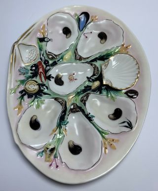 Antique OYSTER PLATE UNION PORCELAIN GREENPOINT NY Marked 19th Century 1 2