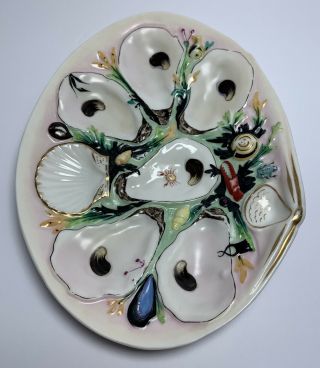Antique OYSTER PLATE UNION PORCELAIN GREENPOINT NY Marked 19th Century 1 3