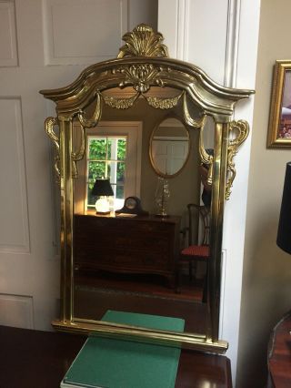 Vintage French Wall Mirror Solid Brass