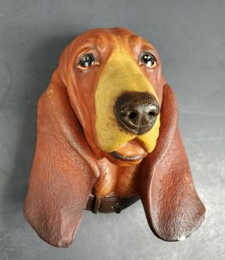 Vintage Bossons England Bassett Hound Dog Head 5 7/8 " Chalkware Wall Plaque Vgc