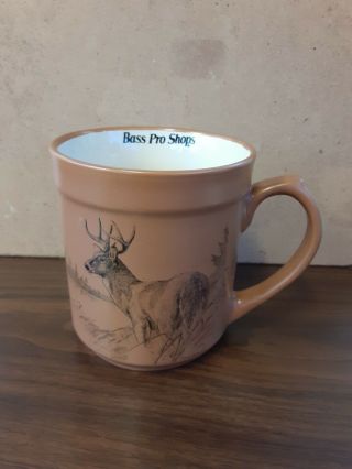 Bass Pro Shops Rustic Buck Deer Coffee Cocoa Mug Hunting Wildlife 16 Oz Cup Euc